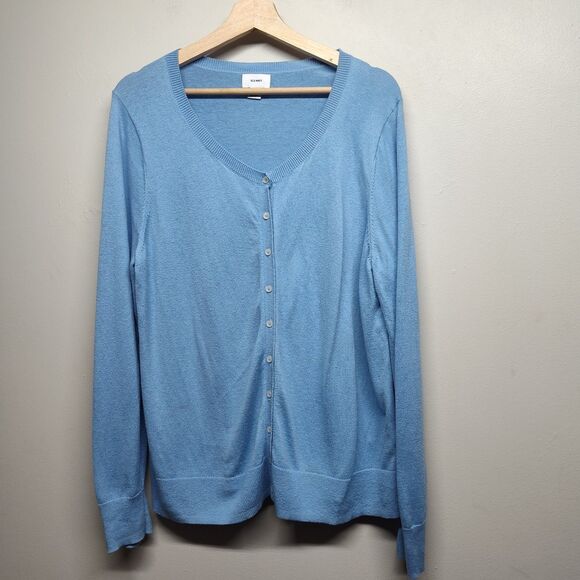 Old Navy Knit Cardigan Sweater Women Size XL Baby Blue Front Button Fall Casual - Picture 1 of 7